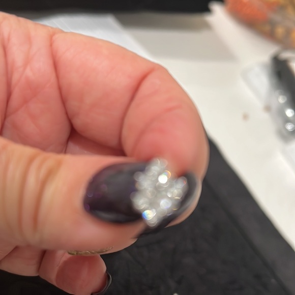 Crislu sterling silver cz cluster post earrings. . - Picture 2 of 4